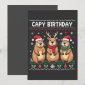 Capy Verjaardag Lelijke Kersttrui Capybara Kaart (Voorkant / Achterkant)