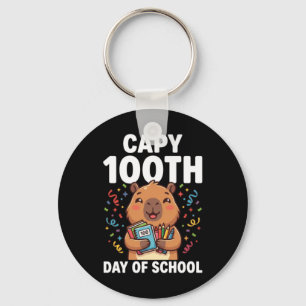 Capybara 100ste dag van school Schattige capy dier Sleutelhanger