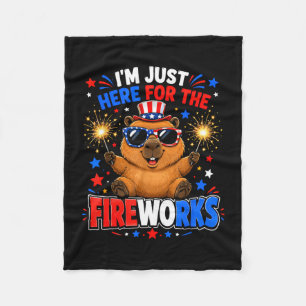 Capybara 4 juli ik ben hier voor het vuurwerk fleece deken