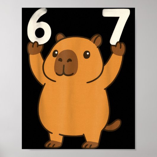 Capybara 67 Meme Zes Zeven Grappig Poster (Voorkant)