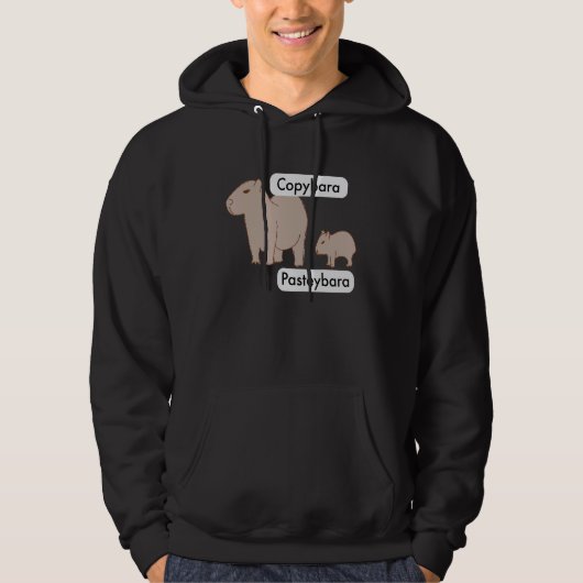 Capybara and Baby Capybara Pup  Copy Paste Pun Hoodie (Voorkant)