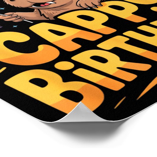 Capybara Animal Lover Fun Cappy Birthday Party Sup Poster (Hoek)