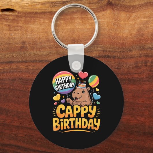 Capybara Animal Lover Fun Cappy Birthday Party Sup Sleutelhanger (Voorkant)