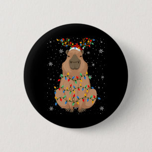 Capybara Animal Santa Hat Lelijke Kerstboom Licht Ronde Button 5,7 Cm