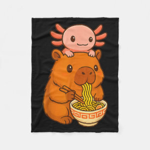 Capybara Anime Ramen Axolotl Grappige Grafische Ka Fleece Deken