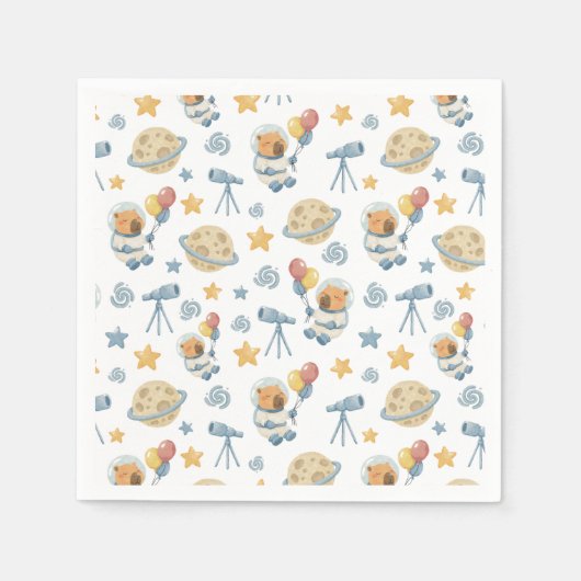 Capybara Astronaut Pattern Napkins Servet (Voorkant)