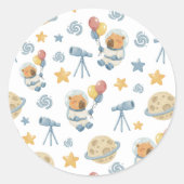 Capybara Astronaut Pattern Sticker (Voorkant)