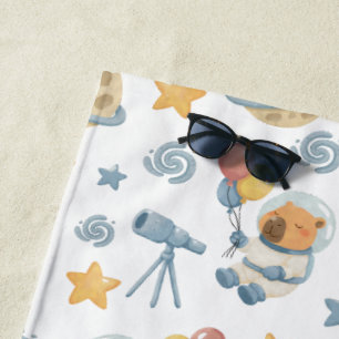 Capybara Astronaut Pattern Strandlaken