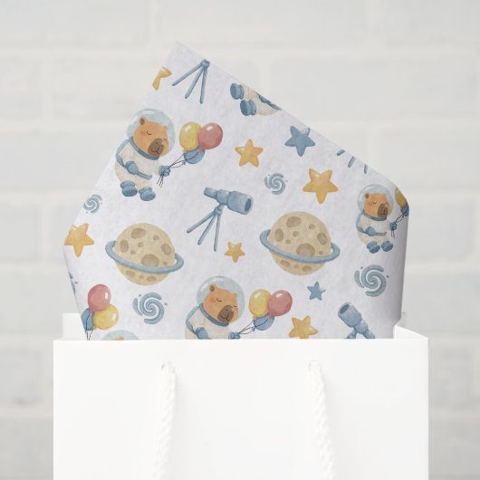 Capybara Astronaut Pattern Tissue Paper Tissuepapier (Cadeauzakje)