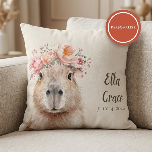 Capybara Baby Nursery • Personalized Kussen