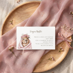 Capybara Baby Shower • Diaper Raffle Card Visitekaartje