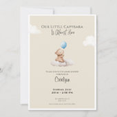 Capybara Baby Shower Invitation Cloud and Balloon (Devant)