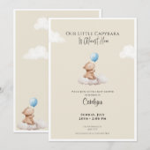 Capybara Baby Shower Invitation Cloud and Balloon (Devant / Derrière)