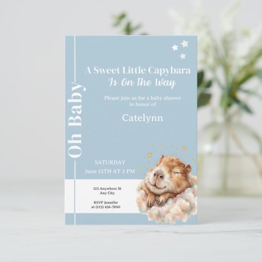 Capybara Baby Shower Invitation • Oh Baby (Debout devant)