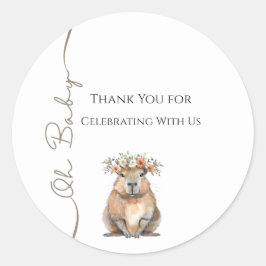 Capybara Baby Shower • Oh Baby Wildflower Ronde Sticker