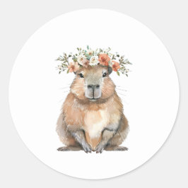 Capybara Baby Shower • Oh Baby Wildflower Ronde Sticker