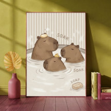 Capybara badtijd knuffeldier muurkunst