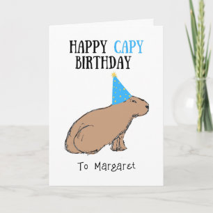 Capybara Birthday Hand-Drawn Cute Animal Wildlife Kaart