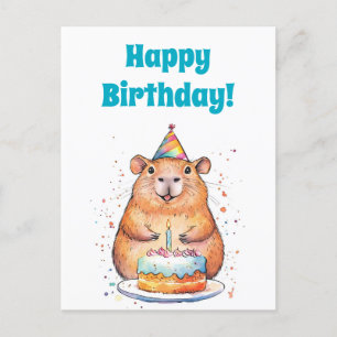 Capybara Birthday, Happy Birthday Flat Holiday Kaa Feestdagenkaart