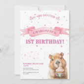 Capybara Birthday Invitation • Cute First Birthday Save The Date (Voorkant)