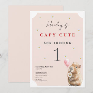 Capybara Birthday Invitation • First Birthday Part Kaart