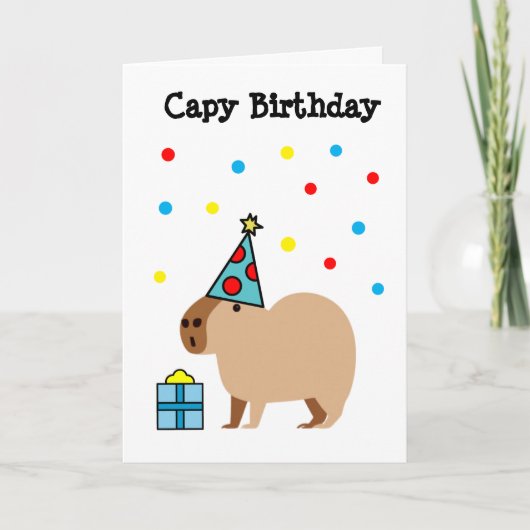 Capybara Birthday Kaart Folded Wenskaart (Voorkant)