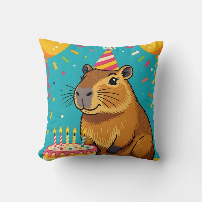 Capybara Birthday Kussen (Voorkant)