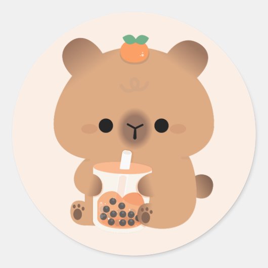 Capybara Boba Ronde Sticker (Voorkant)