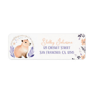 Capybara Boho Floral Design - retouradres Etiket