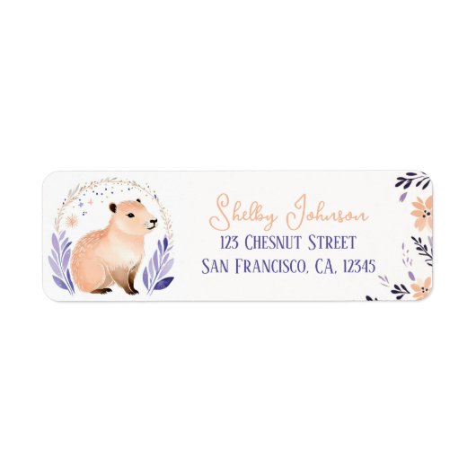 Capybara Boho Floral Design - retouradres Etiket (Voorkant)