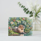 Capybara Botanische Waterverf Kunst Briefkaart (Staand voorkant)