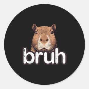 Capybara Bruh Grappige Capy Meme Knaagdier Mannen  Ronde Sticker