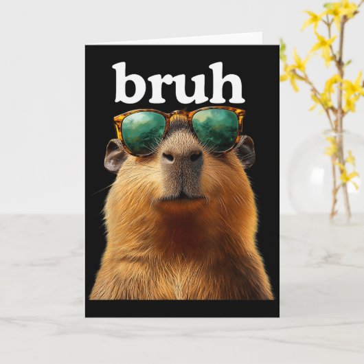 Capybara Bruh With Sungles Funny Meme Lovers Men W Kaart (Gele Bloem)