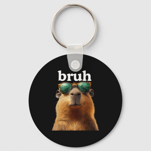 Capybara Bruh With Sungles Funny Meme Lovers Men W Sleutelhanger (Voorkant)