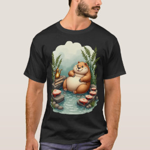 Capybara Bubbelbad Cottagecore Paddenstoel Warmwat T-shirt