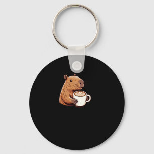 Capybara Cafetero geniet van een latte met kunstst Sleutelhanger