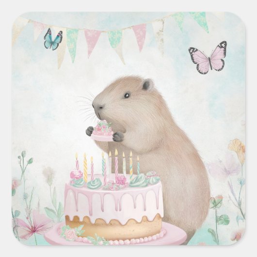 Capybara Cakefest Kids Party Sticker (Devant)