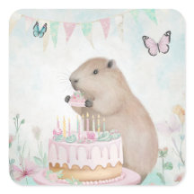 Capybara Cakefest Kinder Partij Sticker