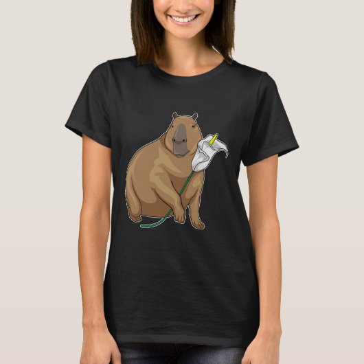 Capybara Calendula Flower T-shirt (Voorkant)