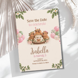Capybara Capy Feestje Schattig Roze Kawaii Meisje Save The Date