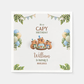 Capybara Capy Feestje Schattige Blauwe Kawaii Jong Servet