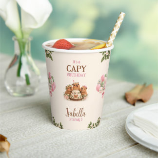 Capybara Capy Feestje Schattige Roze Kawaii Meisje Papieren Bekers