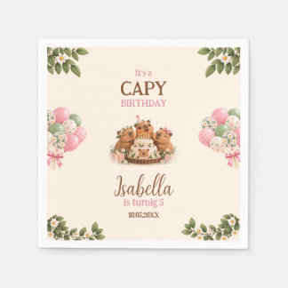 Capybara Capy Feestje Schattige Roze Kawaii Meisje Servet