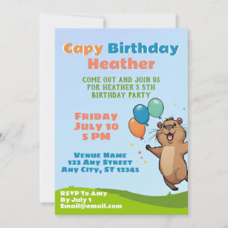 Capybara Capy Invitation de fête d'anniversaire