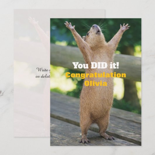 🎓Capybara Celebration Card – Custom Congrats Edit Kaart (Voorkant / Achterkant)