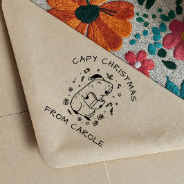 Capybara Christmas Carol Rubber Stamp Grappig Cade Zelfinktende Stempel