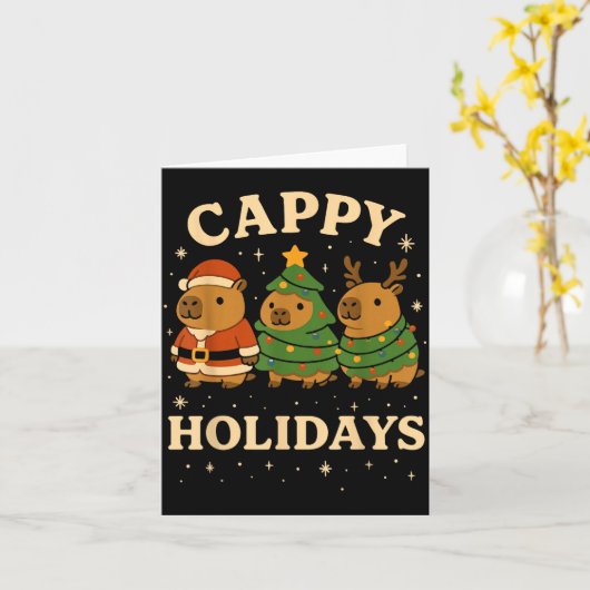 Capybara Christmas Shirt, Funny Capy Holidays Kaart (Gele Bloem)