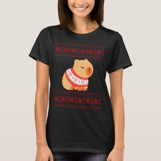 Capybara Christmas Sweater  T-shirt (Voorkant)