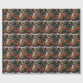 Capybara Claus: Een feestelijk Bokeh Wonderland Cadeaupapier (Vlak)