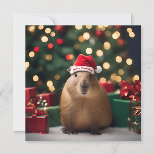 Capybara Claus: Een feestelijk Bokeh Wonderland Save The Date (Achterkant)